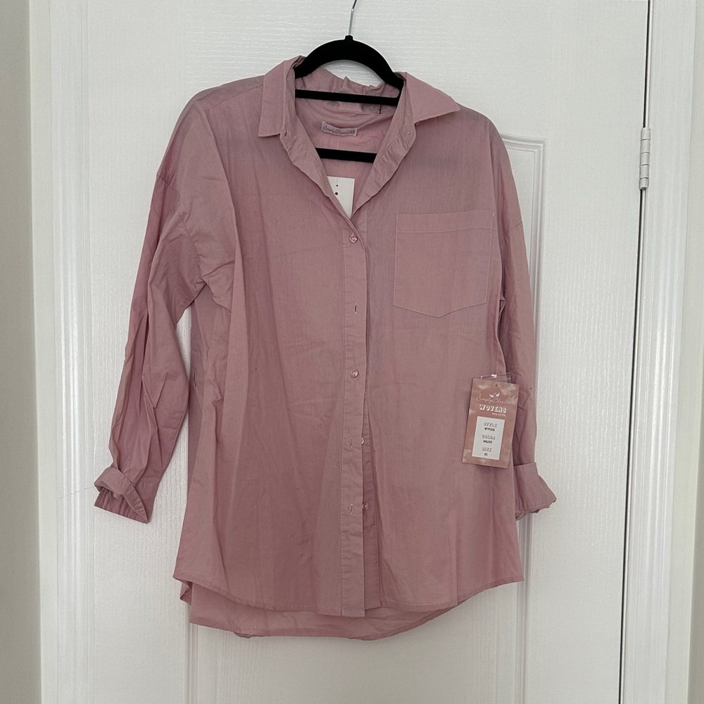 NWT UpWest Women's Pink Button Down Shirt